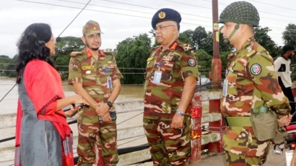 মৌলভীবাজারে বন্যা পরস্থিতি মোকাবিলায় প্রস্তুত সেনাবাহিনী